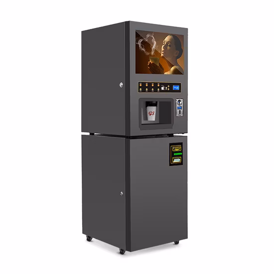 GS Professional OEM/ODM Fully Automatic Standing Cappuccino Coffee Vendor Machine Coin and Bill Operated Coffee Vending Machine Manufacture with Touch Screen