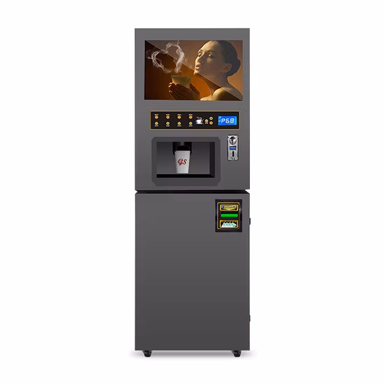 GS Professional OEM/ODM Fully Automatic Standing Cappuccino Coffee Vendor Machine Coin and Bill Operated Coffee Vending Machine Manufacture with Touch Screen